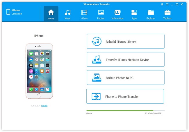 one click of ios transfer tool