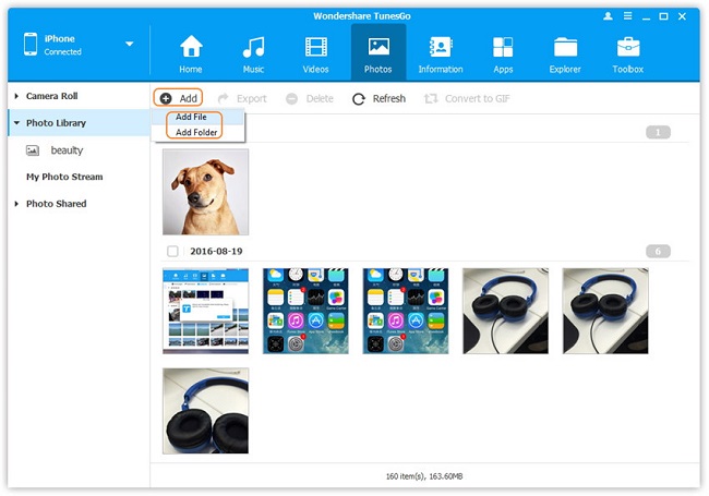 export photos from ipad to pc